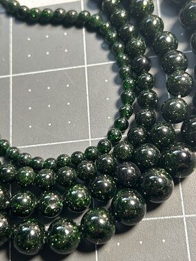 Set Green Sandstone Beads 10/8/6/4mm